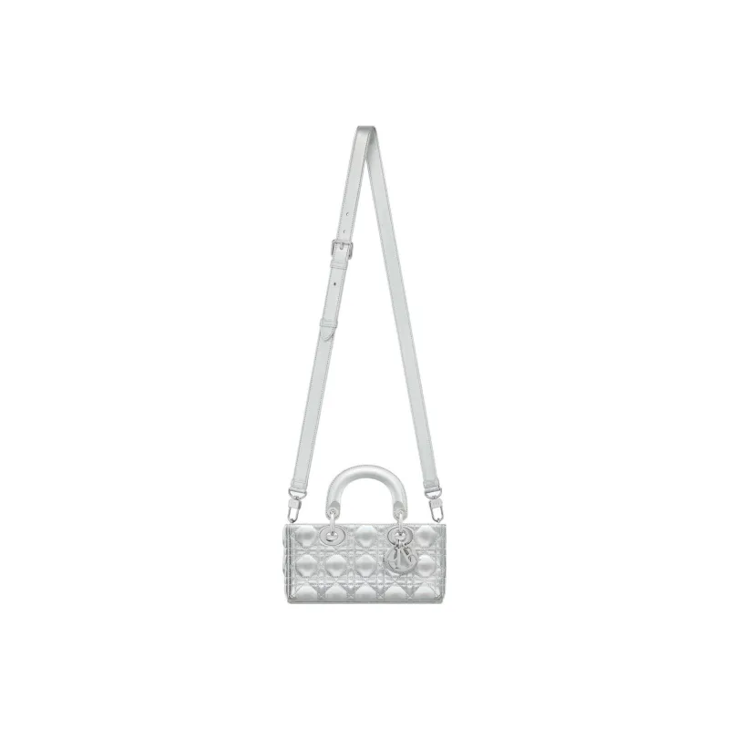 DIOR Lady D JOY Sheepskin Daisie Bag Shoulder Bag Crossbody Bag Handbag Small Size Women's Fluorescent Silver-1