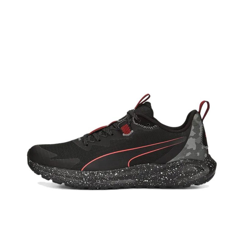 PUMA Twitch Runner Trail Cushioning Anti-Slip And Wear-Resistant Low-Top Running Shoes Unisex Black Red-0