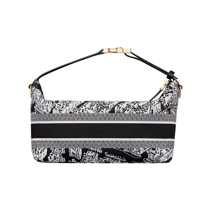 DIOR DiorTravel Embroidery Clutch Medium Size Women's Black/White-2