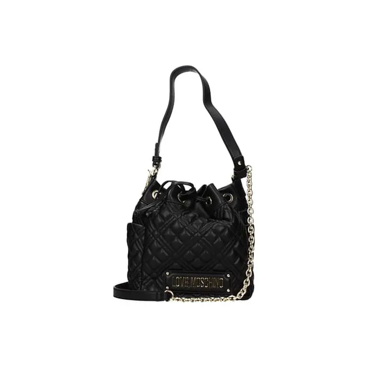 LOVE MOSCHINO Polyurethane PU Bucket Bag Portable Crossbody Bag Shoulder Bag Small Size Women's Black-0
