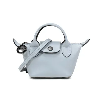 LONGCHAMP Le Pliage Cuir Sheepskin Dumpling Bag, Portable Crossbody Bag, Shoulder Bag Mini Women's Sky Blue