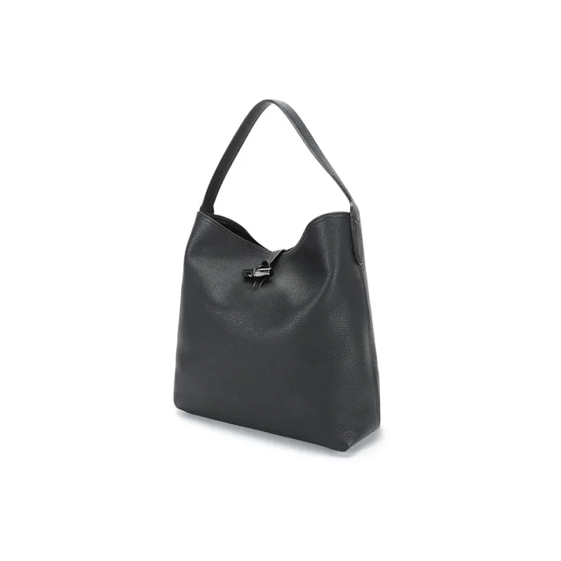 LONGCHAMP Roseau Essential Cow Leather Bamboo Bag Tote Bag Shopping Bag Handbag Shoulder Bag Women's Black-1
