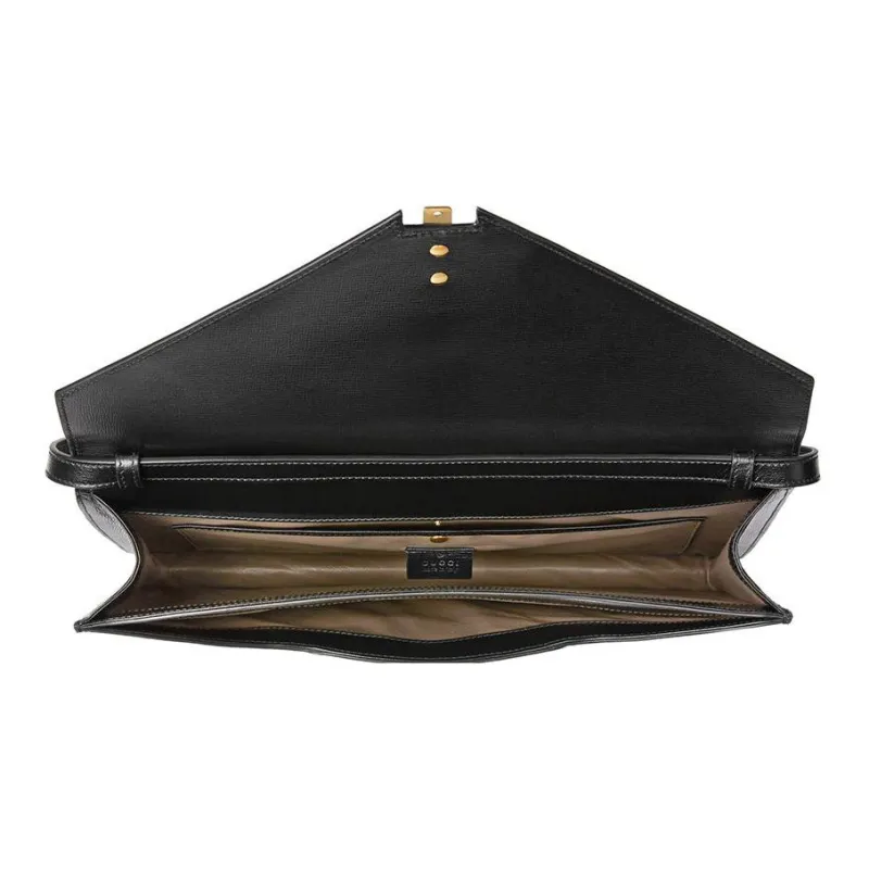 GUCCI Sylvie 1969 Leather Handheld Shoulder Bag Women's Black-2