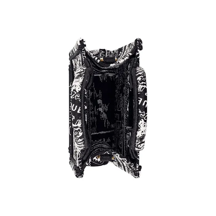 DIOR Embroidery Tote Bag Shopping Bag Cell Phone Pouch Shoulder Bag Crossbody Bag Handbag Mini Women's Black/White-4