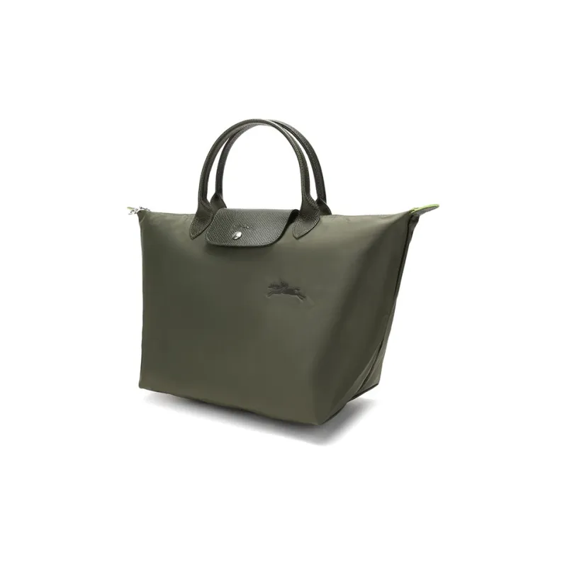 LONGCHAMP Le Pliage Green Canvas Bag Dumpling Bag Totes Handbags Medium Size Women's Forest Color-1