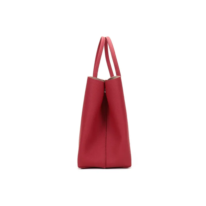 LONGCHAMP Roseau Cow Leather Handbag Large Size Women's Red-3