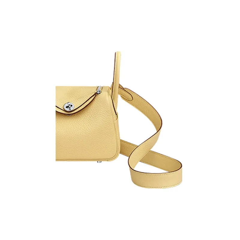 HERMES Lindy Clemence Bullock Leather Handbag, Shoulder Bag, Crossbody Bag Mini Women's 1Z Jaune Poussin Chick Yellow-7