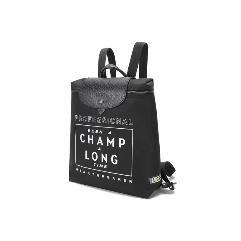 LONGCHAMP Le Pliage Cow Leather Backpack Medium Size Women's Black-1