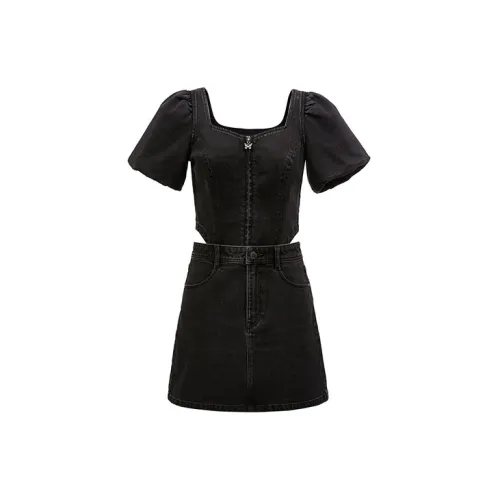 ONLY Short-Sleeved Dresses Women's Dark Denim Gray Dark Grey Denim