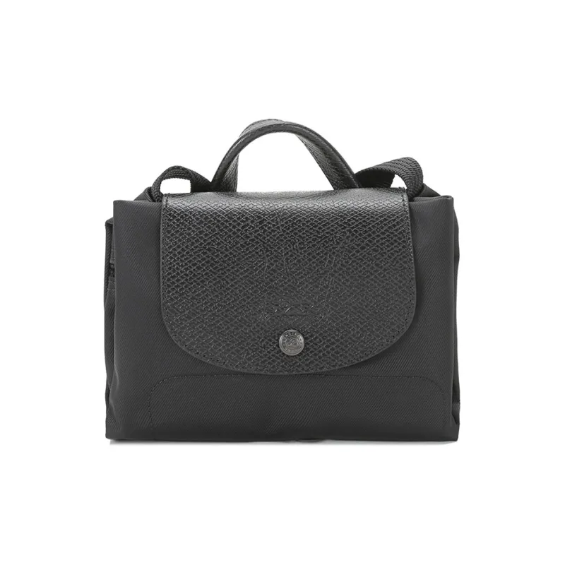 LONGCHAMP Le Pliage Cow Leather Backpack Medium Size Women's Black-6