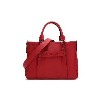LONGCHAMP 3D Cow Leather Tote Bag Shopping Bag Portable Crossbody Bag Shoulder Bag Small Size Women's Vermilion