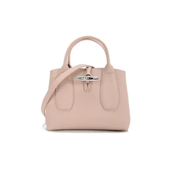 LONGCHAMP Roseau Cow Leather Big Bag Crossbody Bag Shoulder Bag Small Size Women's Soft Pink