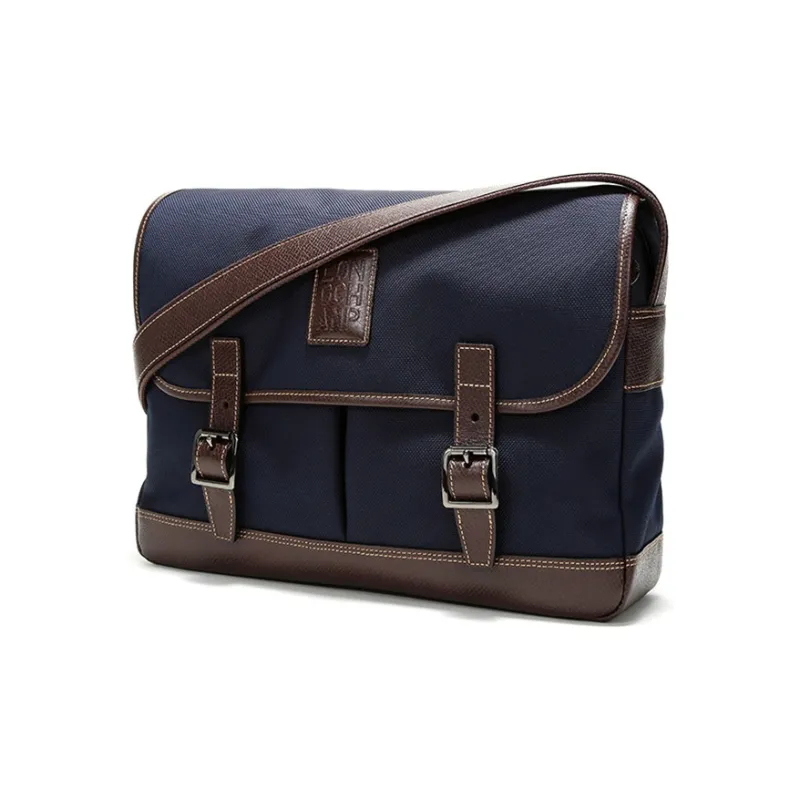 LONGCHAMP Boxford Leather, Textile Briefcase, Laptop Bag, Hobo Bag, Crossbody Bag, Shoulder Bag Men's Blue-1