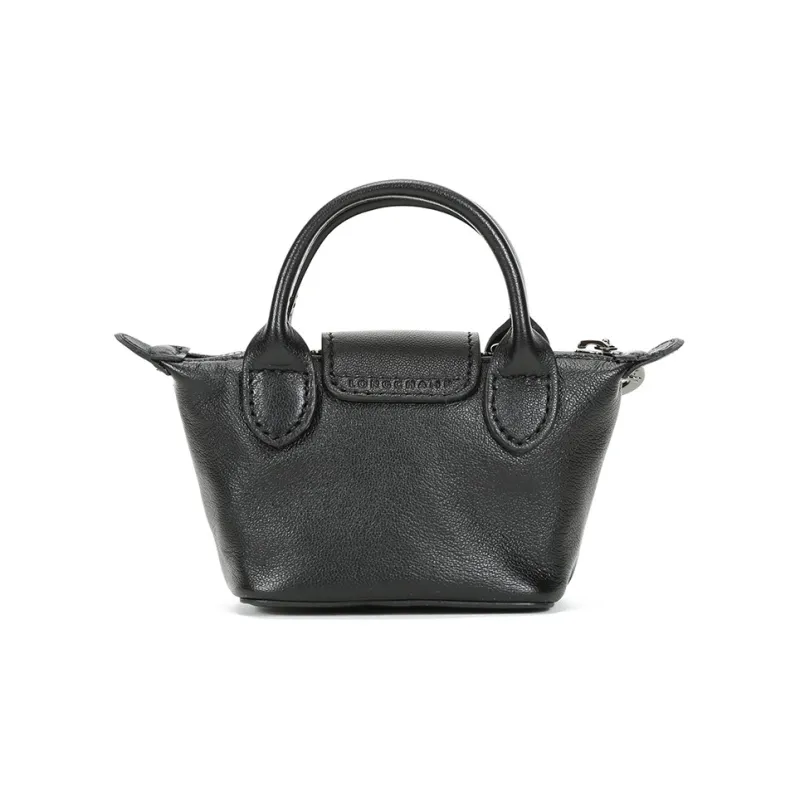 LONGCHAMP Le Pliage Cuir Sheepskin Dumpling Bag, Crossbody Bag, Shoulder Bag Mini Women's Black-2