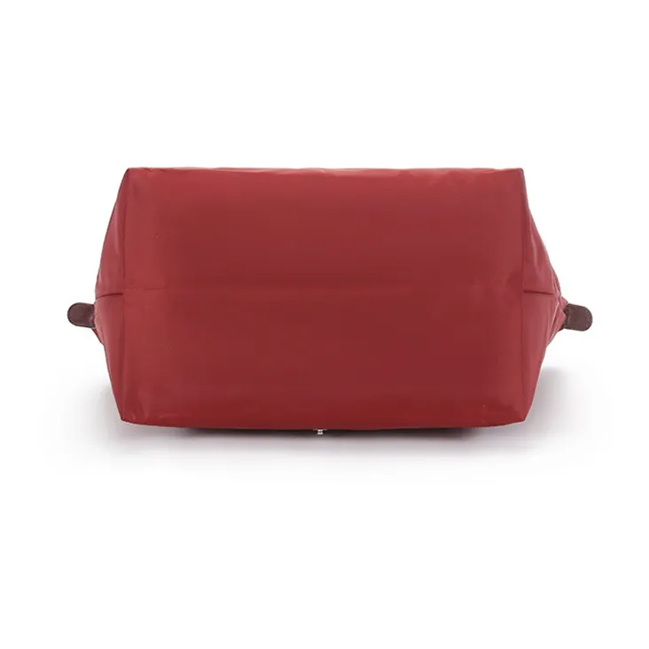 LONGCHAMP Le Pliage Green Recycled Canvas With Leather Trim Tote Handbag, Shoulder Bag Women's Red-4