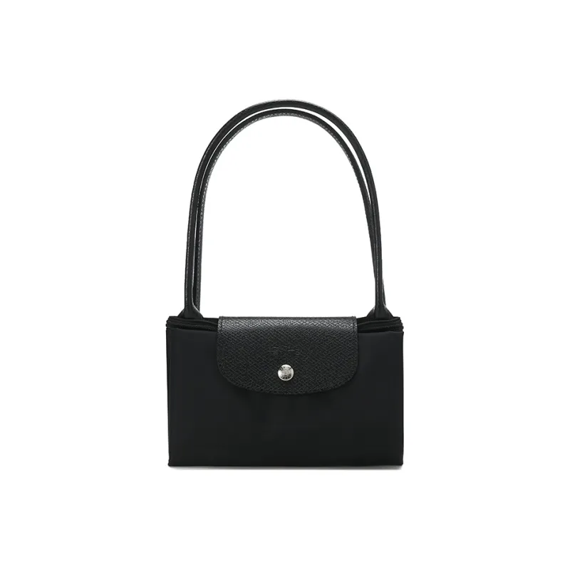 LONGCHAMP Le Pliage Green Eco Friendly Canvas With Leather Trim Dumpling Bag Handbag, Shoulder Bag Unisex Black-6