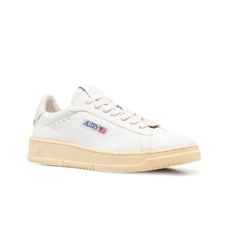 AUTRY Dallas Low Goatskin And Nubuck Leather 'White'-1