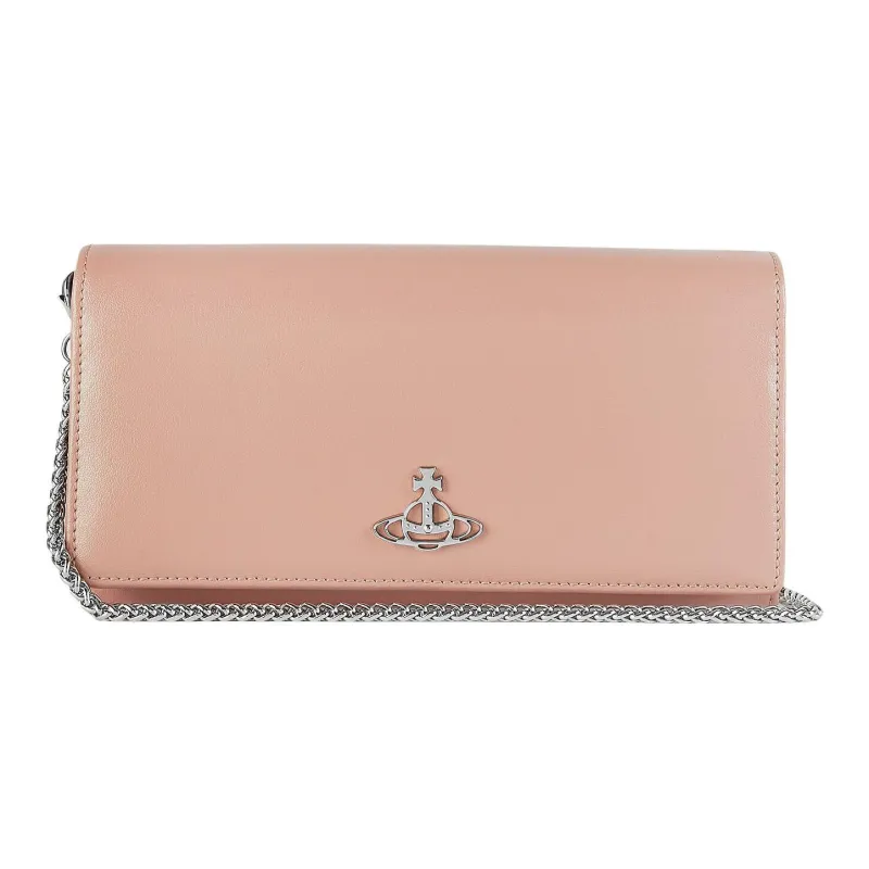 Vivienne Westwood Cow Leather One Shoulder Crossbody Chain Wallet Regular Women's Pink-2