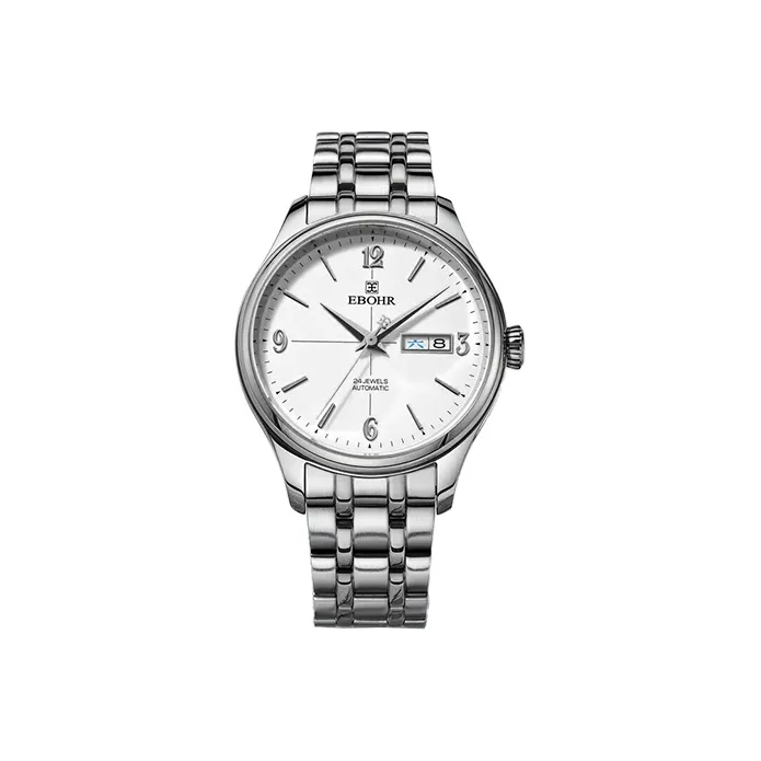 EBOHR Automatic Mechanical Movement Stainless Steel Strap Watch Men's Watches White Dial 11010319-6