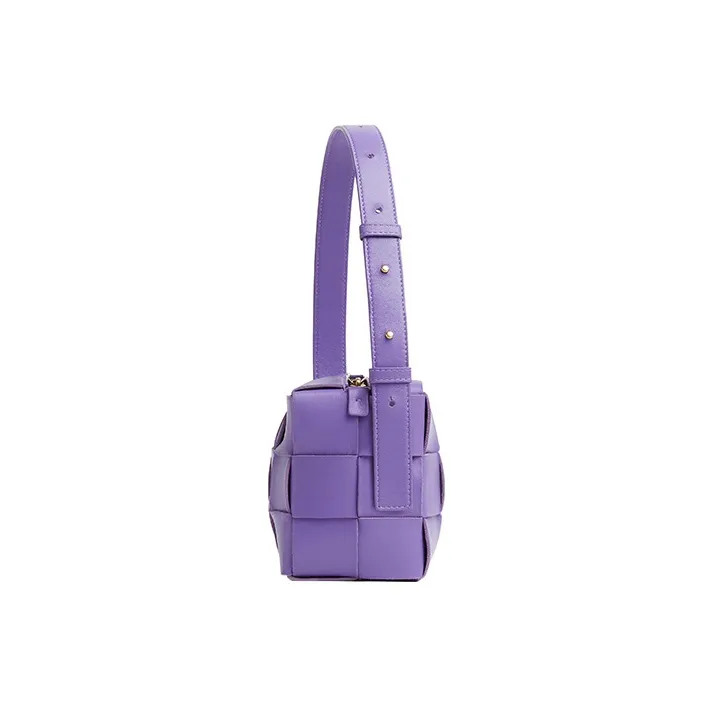 Bottega Veneta CASSETTE Lambskin Underarm Handbag, Shoulder Bag Women's Purple-1