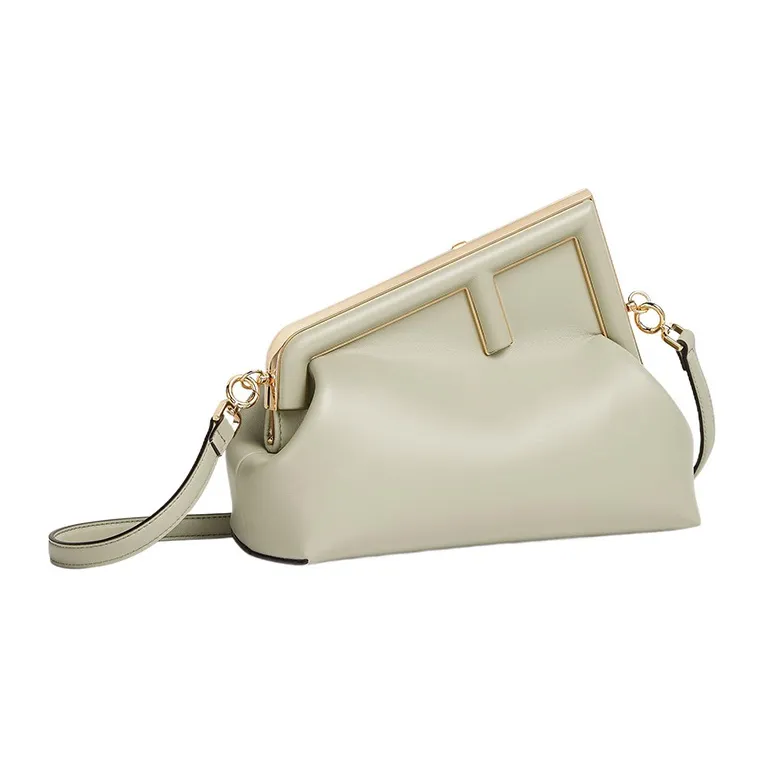 FENDI Lambskin One Shoulder Crossbody Clutch Women's Light Green-1
