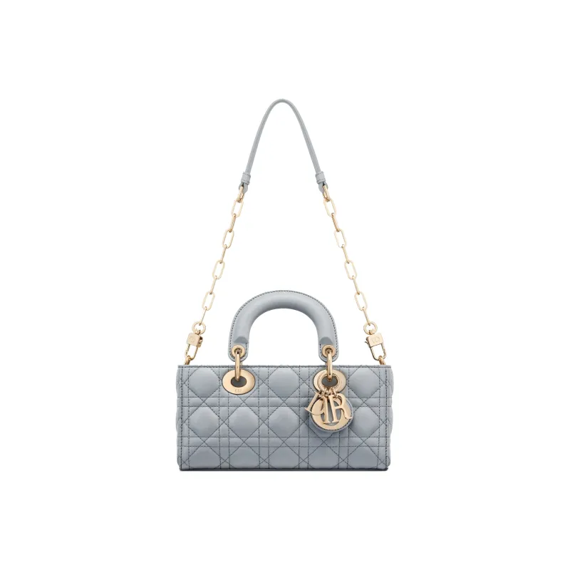 DIOR Lady D-JOY Sheepskin Daisie Bag Shoulder Bag Crossbody Bag Handbag Small Size Women's Gray-4