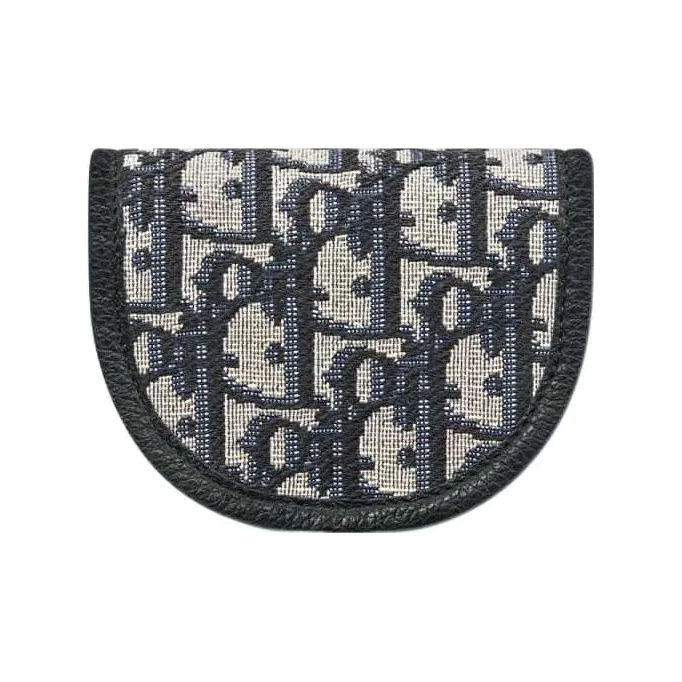 DIOR Oblique Printed Fabric Clutch Coin Purse Men's Beige & Black-2