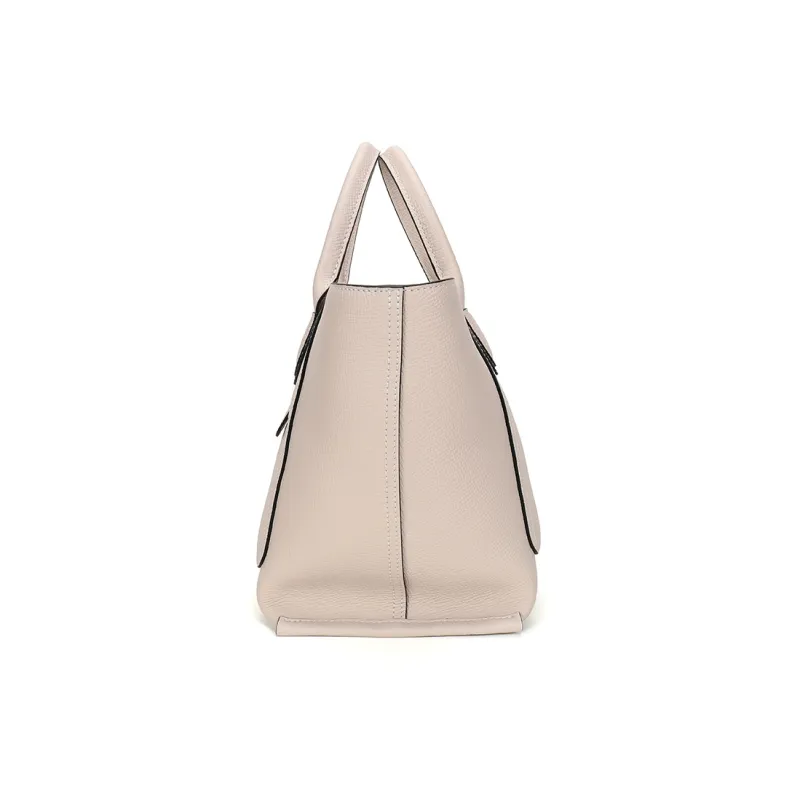 LONGCHAMP Grained Large Cow Leather Portable Crossbody Bag Shoulder Bag Medium Size Women's Pink White-3
