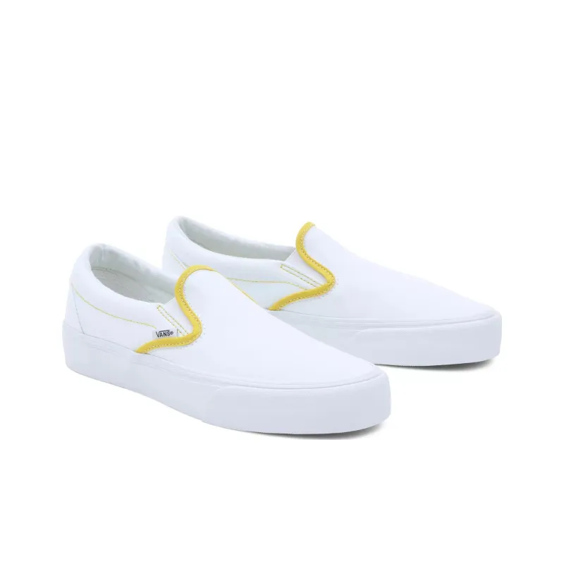 Vans Slip on Vr3 Anti Slip Wear Resistant Low Top Skateboard Shoes Unisex White Yellow-2