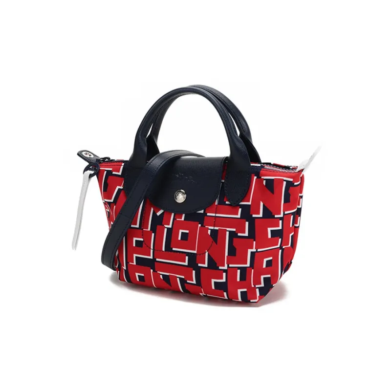 LONGCHAMP Le Pliage Fabric Crossbody Bag Dumpling Handbag Shoulder Bag Mini Women's Navy Red-1