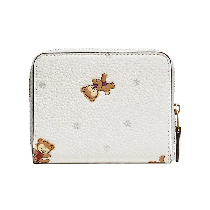COACH Zip Around Pebbled Leather Card Holder Wallet Regular Women's Elephant Gray-3