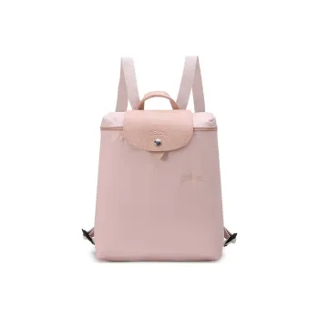 LONGCHAMP Le Pliage Green Recycled Canvas With Leather Trim Backpack Women's Cherry Blossom Pink