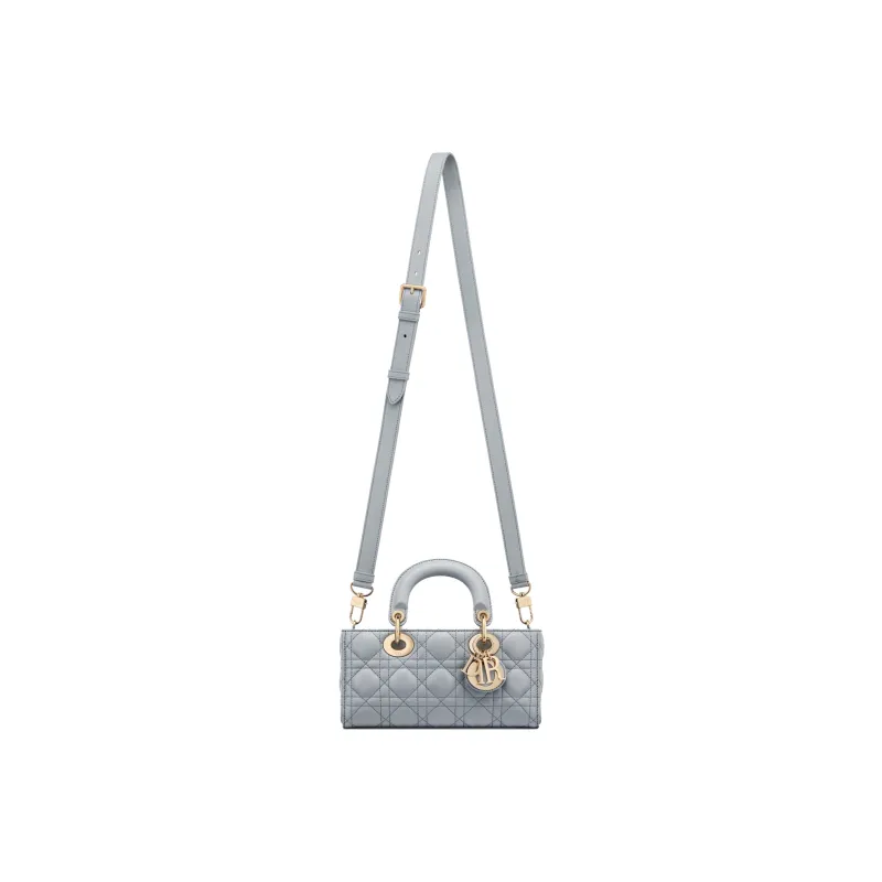 DIOR Lady D-JOY Sheepskin Daisie Bag Shoulder Bag Crossbody Bag Handbag Small Size Women's Gray-5