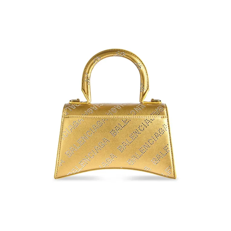 Balenciaga Hourglass Smooth Cow Leather Shoulder Bag Crossbody Bag Handbag Extra Small Women's Gold-4