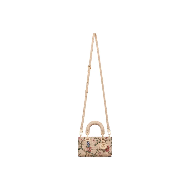 DIOR Lady D-JOY Embroidered Raffia Daisie Bag Shoulder Bag Crossbody Bag Handbag Extra Mini Women's Multicolor-5
