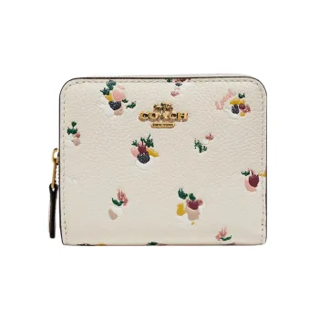 COACH Billfold Wallet Pebbled Leather Card Holder, Wallet Women's Elephant Gray