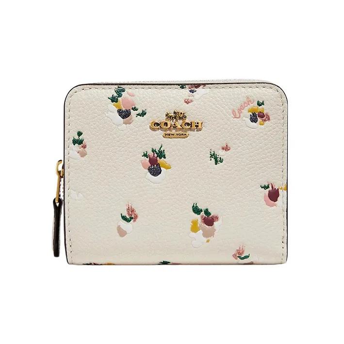 COACH Billfold Wallet Pebbled Leather Card Holder, Wallet Women's Elephant Gray-0
