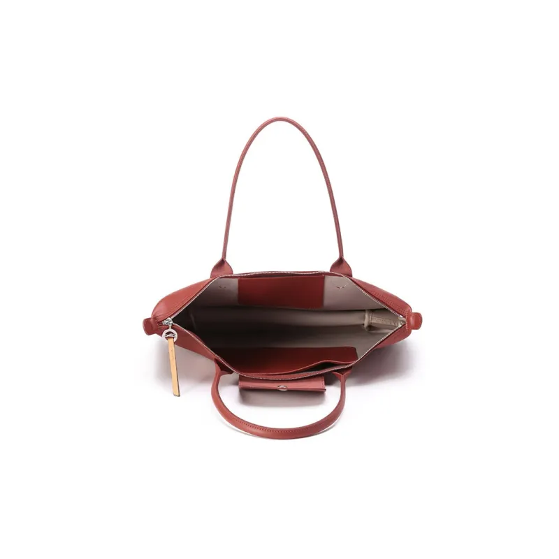 LONGCHAMP Le Pliage City Coated Canvas Dumpling Bag Handbag, Shoulder Bag Trumpets Women's Terracotta-5