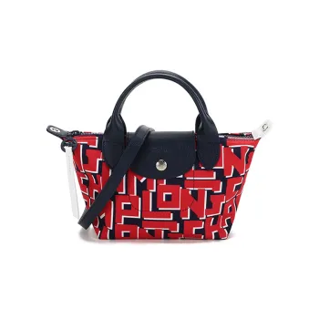 LONGCHAMP Le Pliage Fabric Crossbody Bag Dumpling Handbag Shoulder Bag Mini Women's Navy Red