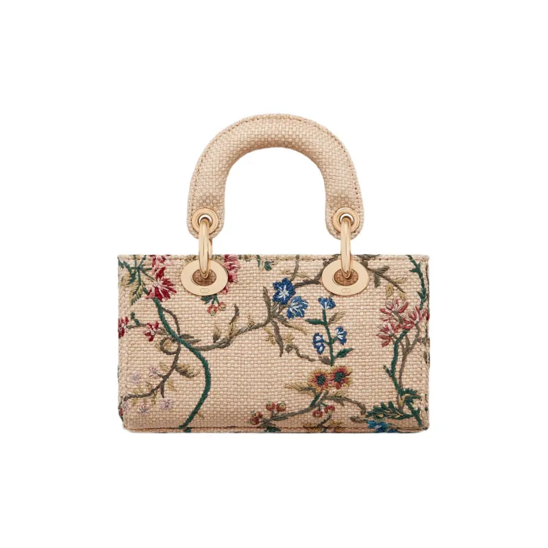 DIOR Lady D-JOY Embroidered Raffia Daisie Bag Shoulder Bag Crossbody Bag Handbag Extra Mini Women's Multicolor-2