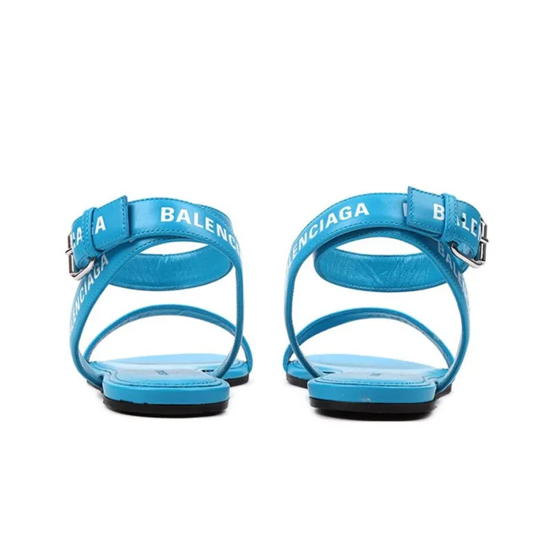 Balenciaga Leather Sandals 'Blue' Women's-4