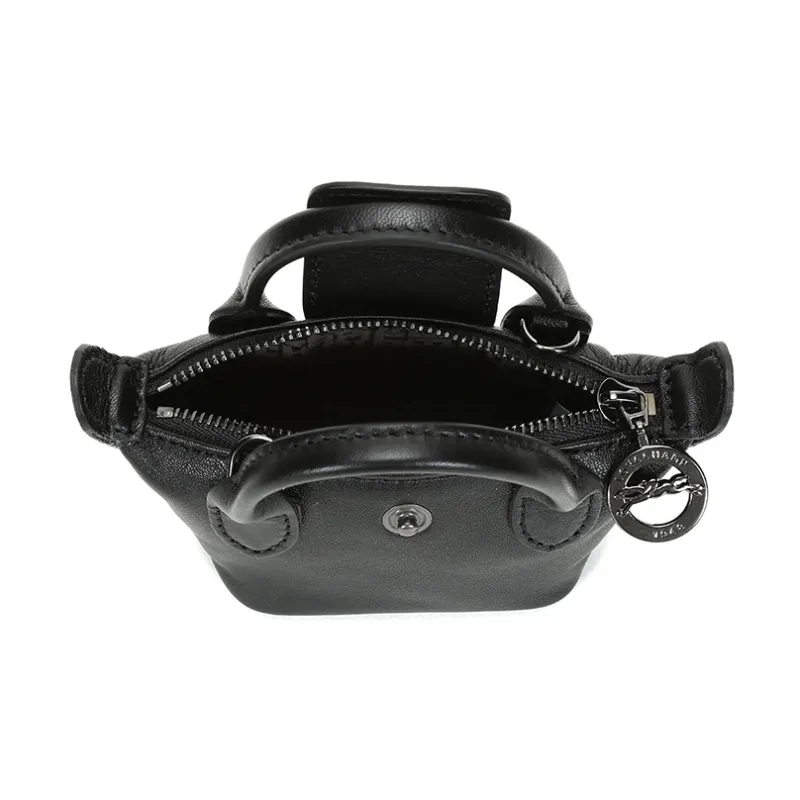 LONGCHAMP Le Pliage Cuir Sheepskin Dumpling Bag, Crossbody Bag, Shoulder Bag Mini Women's Black-5