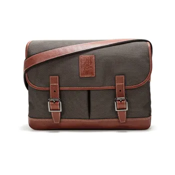 LONGCHAMP Boxford Leather, Textile Hobo Bag, Crossbody Bag, Shoulder Bag Men's Brown