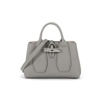LONGCHAMP Roseau Cow Leather Big Bag, Crossbody Handbag Mini Women's Streptopelia Gray