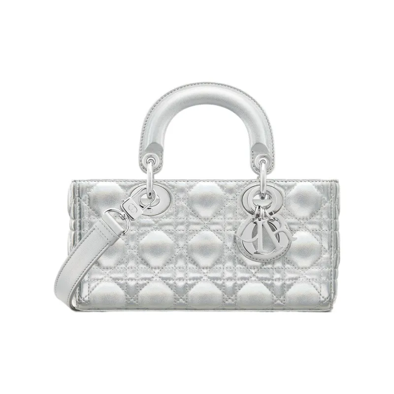 DIOR Lady D JOY Sheepskin Daisie Bag Shoulder Bag Crossbody Bag Handbag Small Size Women's Fluorescent Silver-0