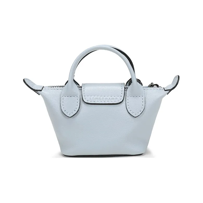 LONGCHAMP Le Pliage Cuir Sheepskin Dumpling Bag, Portable Crossbody Bag, Shoulder Bag Mini Women's Sky Blue-2
