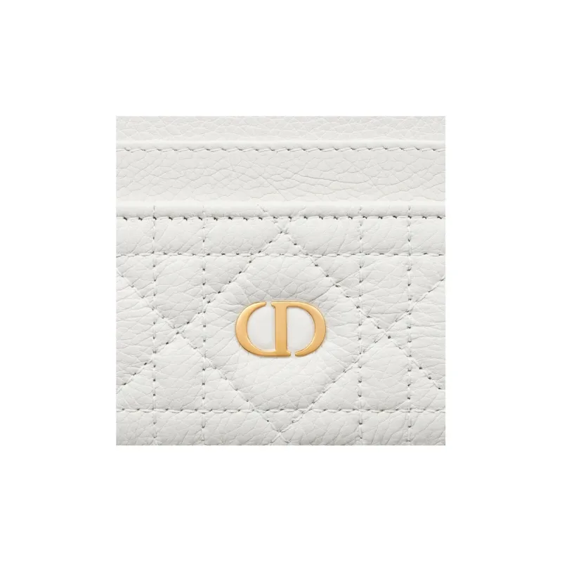 DIOR Caro Soft Cow Leather Card Holder Card Holder Women's White-3