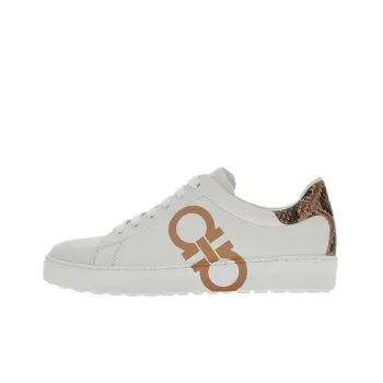 FERRAGAMO Stylish Skateboarding Shoes Women's White Beige