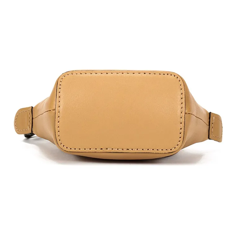 LONGCHAMP Le Pliage Cuir Sheepskin Dumpling Bag Portable Crossbody Bag Shoulder Bag Mini Women's Molasses Color-4