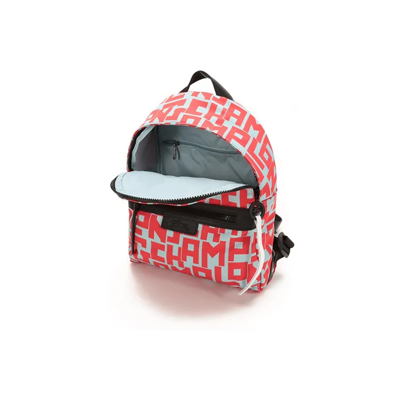 LONGCHAMP Le Pliage Fabric Backpack Small Size Women's Light Blue Red-5